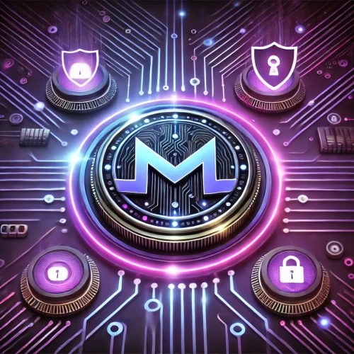 DALL·E 2024-09-25 00.25.45 - A futuristic tech-themed image featuring the Monero logo in the center, with a focus on privacy and security. The design has been updated to feature m